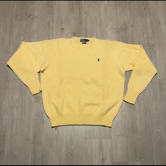 Polo Ralph Lauren Yellow Sweater Scottish Yarn - Picture 1 of 5